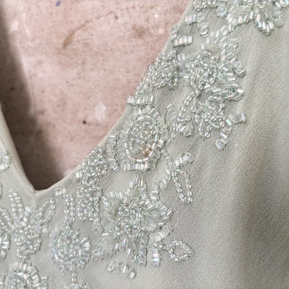 Vtg Scala Silk Beaded Dress Drop Waist Fairy Dress - Picture 5 of 10